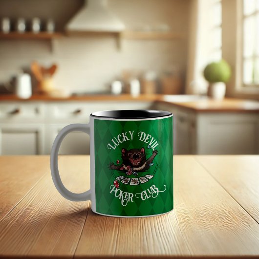 Tasse 2 Couleurs Lucky Devil Poker Club Funny Tasmanian Devil Art
