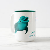 Tasse 2 Couleurs Lucky Dolphin - Ajouter votre texte (Devant gauche)