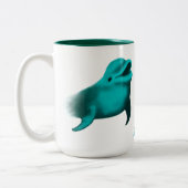 Tasse 2 Couleurs Lucky Dolphin - Ajouter votre texte (Gauche)