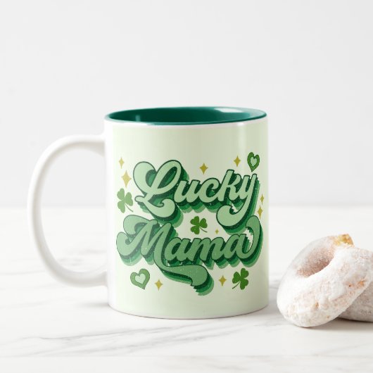 Tasse 2 Couleurs Lucky Mama St Patrick's Day (Avec donut)