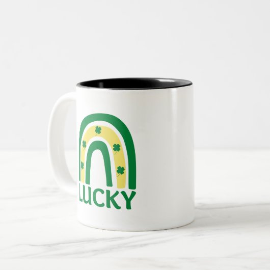 Tasse 2 Couleurs Lucky Shamrock Rainbow St patrick (Devant gauche)