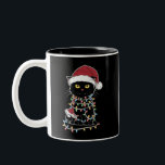 Tasse 2 Couleurs Lumières de Noël Amoureux de les chats amusantes<br><div class="desc">Lumières de Noël Amoureux de les chats amusantes</div>