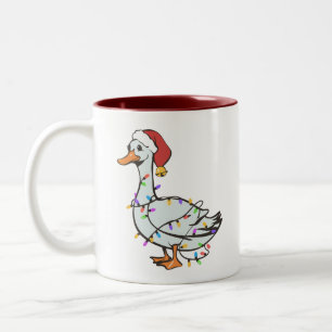 Tasse 2 Couleurs Lumières de Noël de l'oie idiote Canard drôle de N