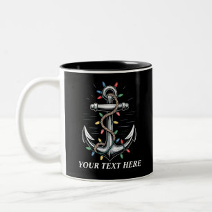 Tasse 2 Couleurs Lumières de Noël personnalisées Bateau de voile