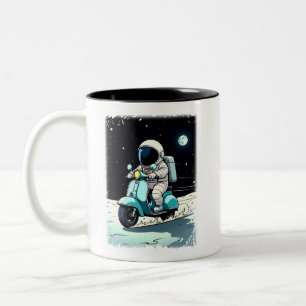 Tasse 2 Couleurs LUNAR SCOOTERIST - Dessin 2D amusant d'un astronau