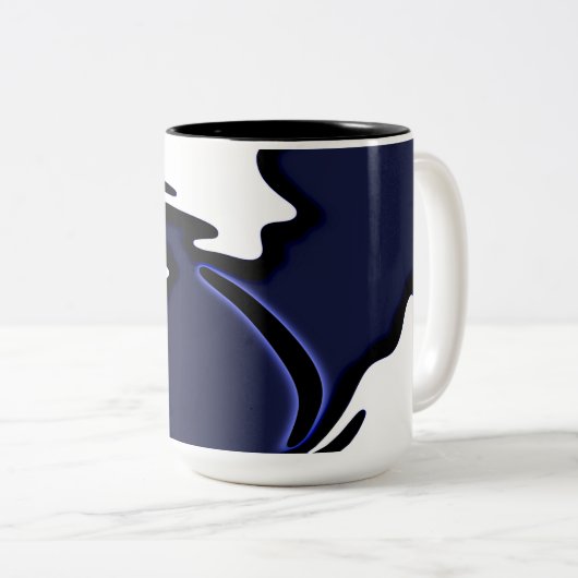 Tasse 2 Couleurs Lune bleue : Bleu Abstrait, Blanc & Noir (Devant droit)