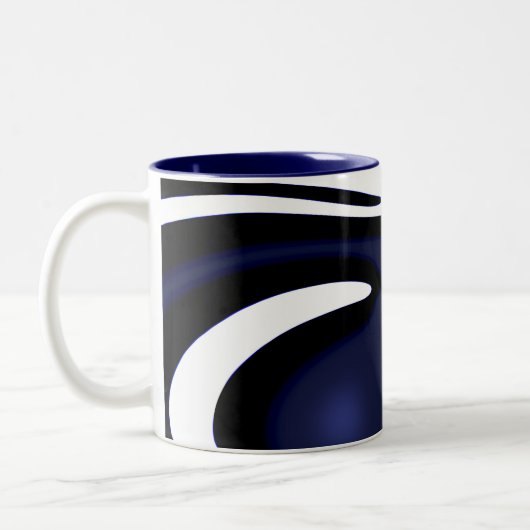 Tasse 2 Couleurs Lune bleue : Bleu Abstrait, Blanc & Noir (Gauche)