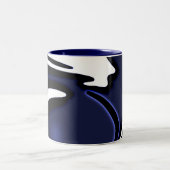 Tasse 2 Couleurs Lune bleue : Bleu Abstrait, Blanc & Noir (Centre)