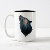 Tasse 2 Couleurs Lune de la forêt de Wolf Howl (Gauche)
