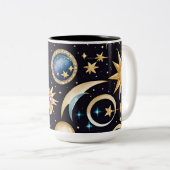 Tasse 2 Couleurs Lune Et Étoiles Céleste (Devant droit)