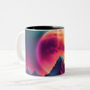 Tasse 2 Couleurs lune montante entre les montagnes
