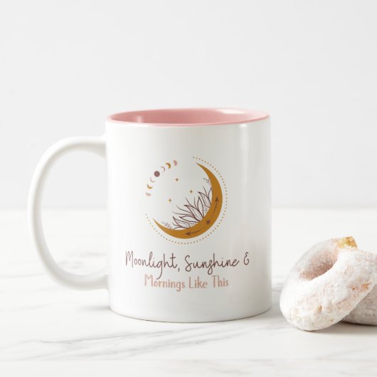 Tasse 2 Couleurs Lune, Soleil Et Matins Comme Cette Musique (Avec donut)
