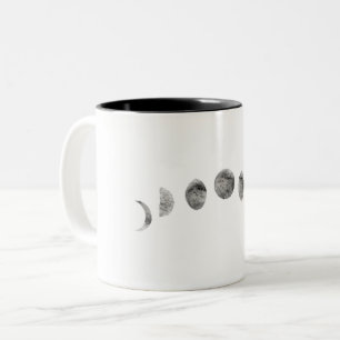 Tasse 2 Couleurs Lunes Phases Moderne Minimaliste Aquarelle Noir Bl
