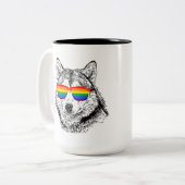Tasse 2 Couleurs Lunettes de soleil de fierté de loup (Devant gauche)