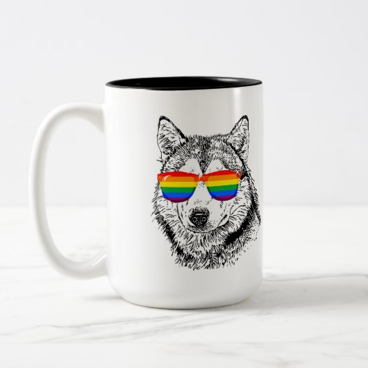 Tasse 2 Couleurs Lunettes de soleil de fierté de loup (Gauche)