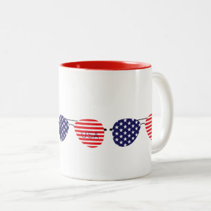 Tasse 2 Couleurs Lunettes de soleil patriotiques cool Rouge Blanc B