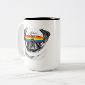 Tasse 2 Couleurs Lunettes de soleil Pug Pride (Devant gauche)