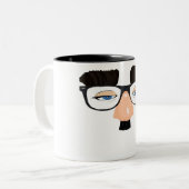 Tasse 2 Couleurs Lunettes et visage avec la moustache (Devant gauche)