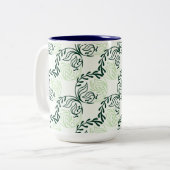 Tasse 2 Couleurs Lush Green Leaves And Vines Pattern (Devant gauche)