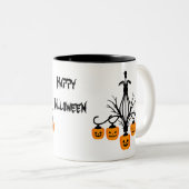 Tasse 2 Couleurs lustre citrouille Halloween gothique (Devant droit)
