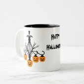 Tasse 2 Couleurs lustre citrouille Halloween gothique (Devant gauche)