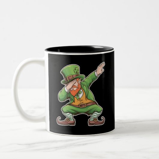 Tasse 2 Couleurs Lutin de la Saint-Patrick Dab Dabbing en vert (Gauche)