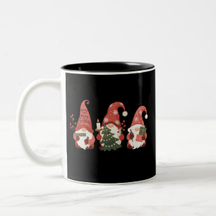 Tasse 2 Couleurs Lutins de Noël à carreaux Santa Noël drôle de Noël