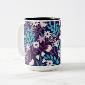 Tasse 2 Couleurs Luxe Turquoise & Floral Bourgogne (Devant gauche)