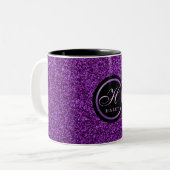 Tasse 2 Couleurs Luxe Violet Épercées Parties scintillant Monogramm (Devant gauche)