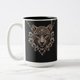 Tasse 2 Couleurs Luxueux Léopard Floral Diamant Noir & Or