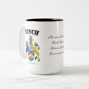 Tasse 2 Couleurs Lynch Family Crest, Traduction & Signification