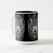 Tasse 2 Couleurs Lynx de conception tribale (Devant gauche)
