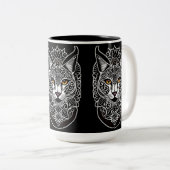 Tasse 2 Couleurs Lynx de conception tribale (Devant droit)