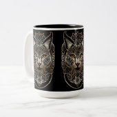Tasse 2 Couleurs Lynx d'or de conception tribale (Devant gauche)