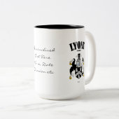 Tasse 2 Couleurs Lyons Family Crest, Traduction & Signification (Devant droit)