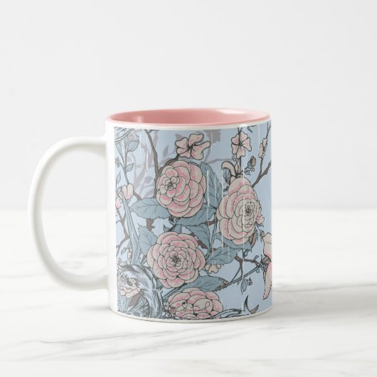 Tasse 2 Couleurs Lys rose asiatique et Roses en bleu (Gauche)