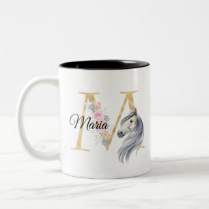 Tasse 2 Couleurs M letter personalised name monogram with horse
