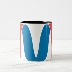 Tasse 2 Couleurs M lettre géométrique gras stylisé rouge et bleu