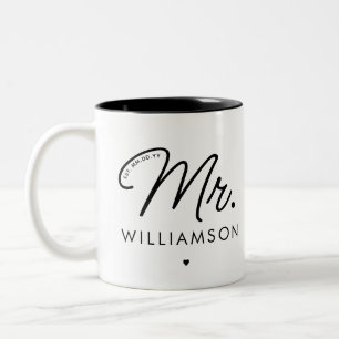 Tasse 2 Couleurs M. Personnalisé Moderne Élégant Script Nouvellemen