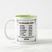Tasse 2 Couleurs Ma couleur préférée est le vert (Gauche)