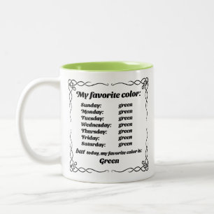 Tasse 2 Couleurs Ma couleur préférée est le vert