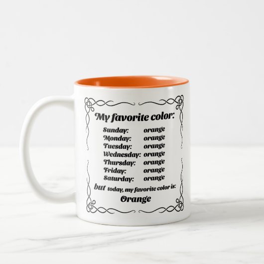 Tasse 2 Couleurs Ma couleur préférée est orange (Gauche)
