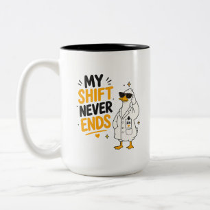 Tasse 2 Couleurs Ma garde ne finit jamais design de canard drôle po
