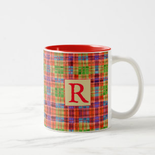 Tasse 2 Couleurs MAC RAE TARTAN Mugue Rouge Deux Tons + Texte