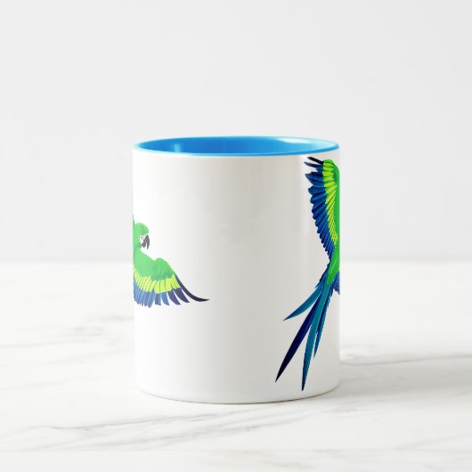 Tasse 2 Couleurs Macao vert et bleu / Perroquet en vol (Centre)