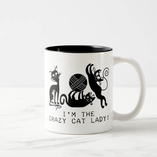 Tasse 2 Couleurs Madame folle de chat (Droit)