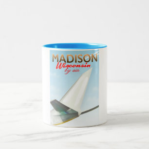 Tasse 2 Couleurs Madison Wisconsin USA Affiche de vol vintage