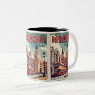Tasse 2 Couleurs Madrid bus espagne vintage voyage souvenirs, cadea