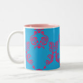 Tasse 2 Couleurs Magenta-Aqua de damassé (Gauche)