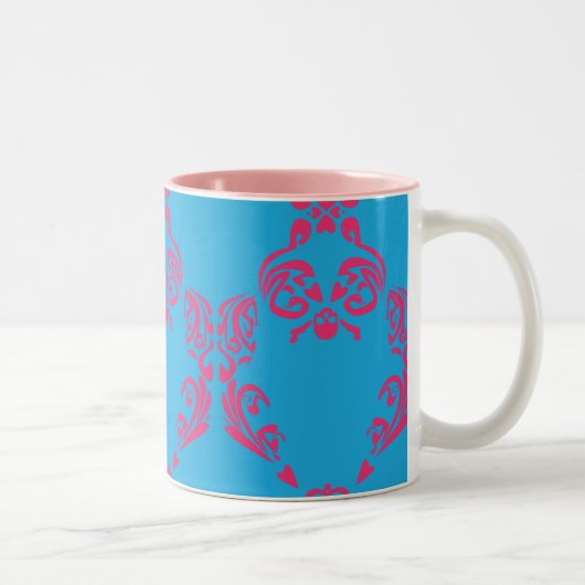 Tasse 2 Couleurs Magenta-Aqua de damassé (Droit)